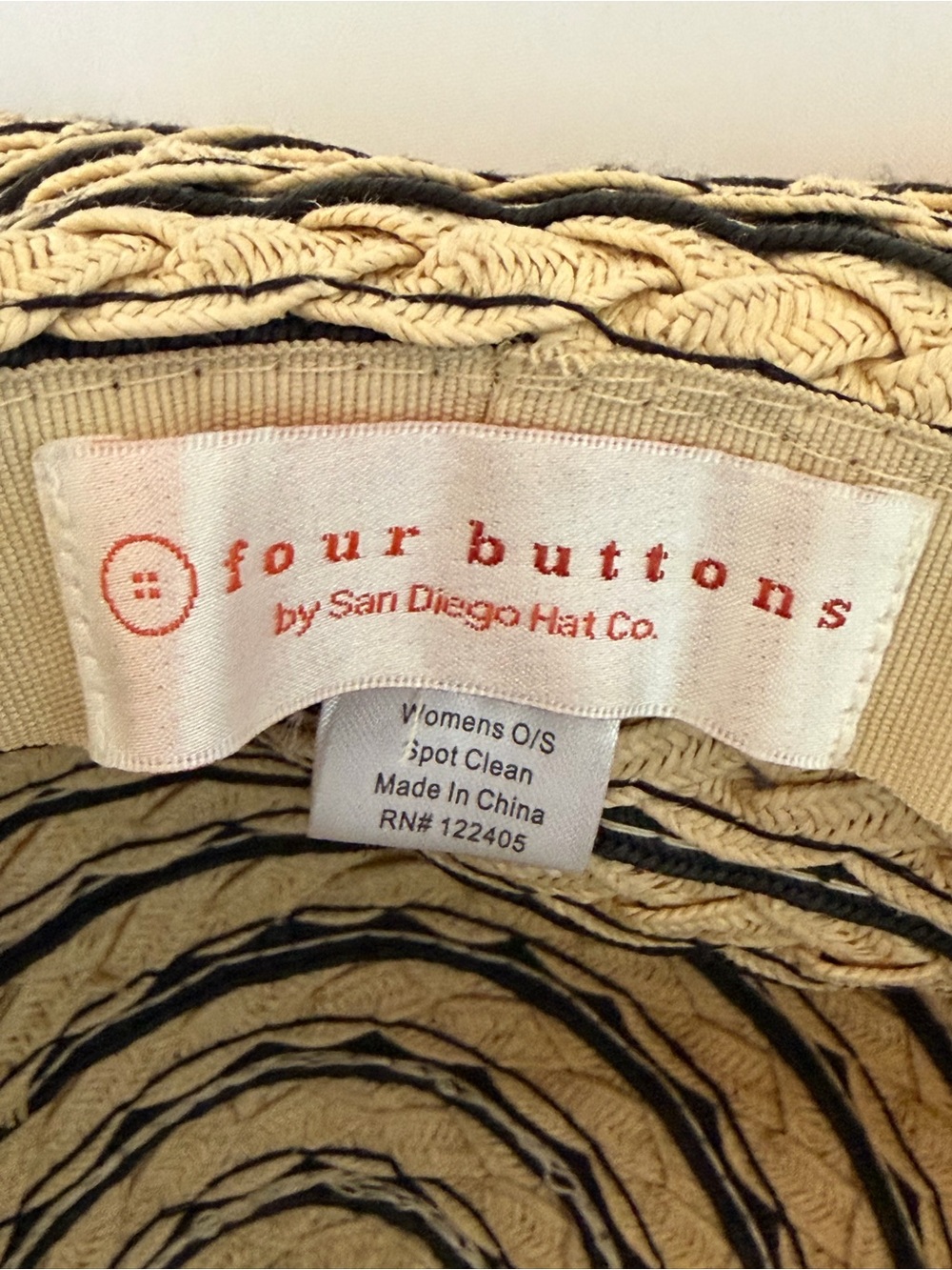 San Diego Hat Co Four Buttons Straw Sun Hat with Black Trim and bow detail - Picture 6 of 8